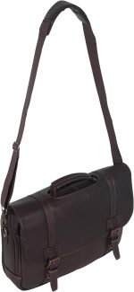 Kenneth Cole Reaction Show Business Full-Grain Colombian Leather Dual Compartment Flapover 15.6-inch Laptop Business Portfolio, Cognac - Image 3